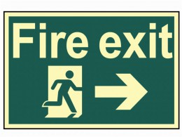 Scan Fire Exit Running Man Arrow Right - Photoluminescent 300 x 200mm £16.99